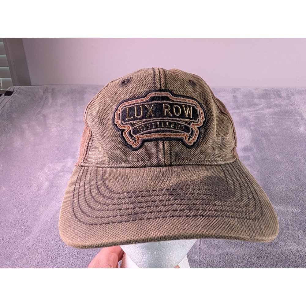 Lux Row Distillers Brown Canvas Baseball Cap Adjustable Strap Back Hat